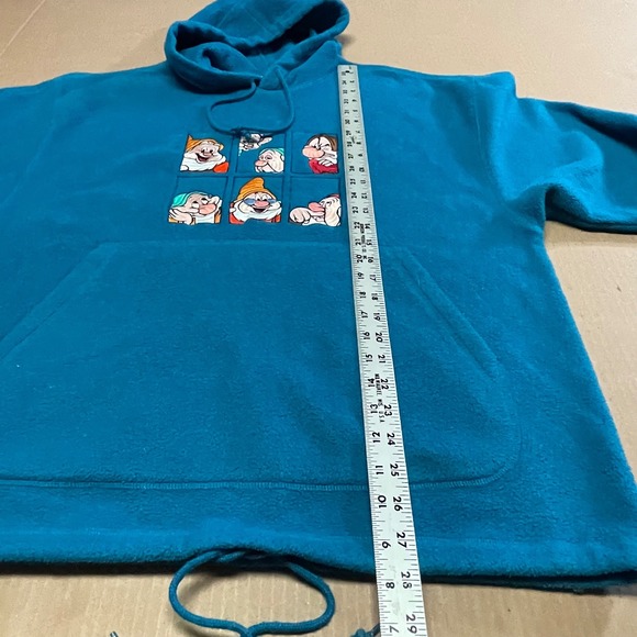 Vintage Disney Store Hoodie Adults Size M Teal Seven Dwarfs Fleece Sweatshirt - Picture 12 of 15
